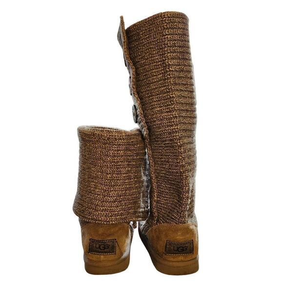 UGG Sweater Knit Classic Cardy Boots Gray Women Size 7 - Picture 2 of 4